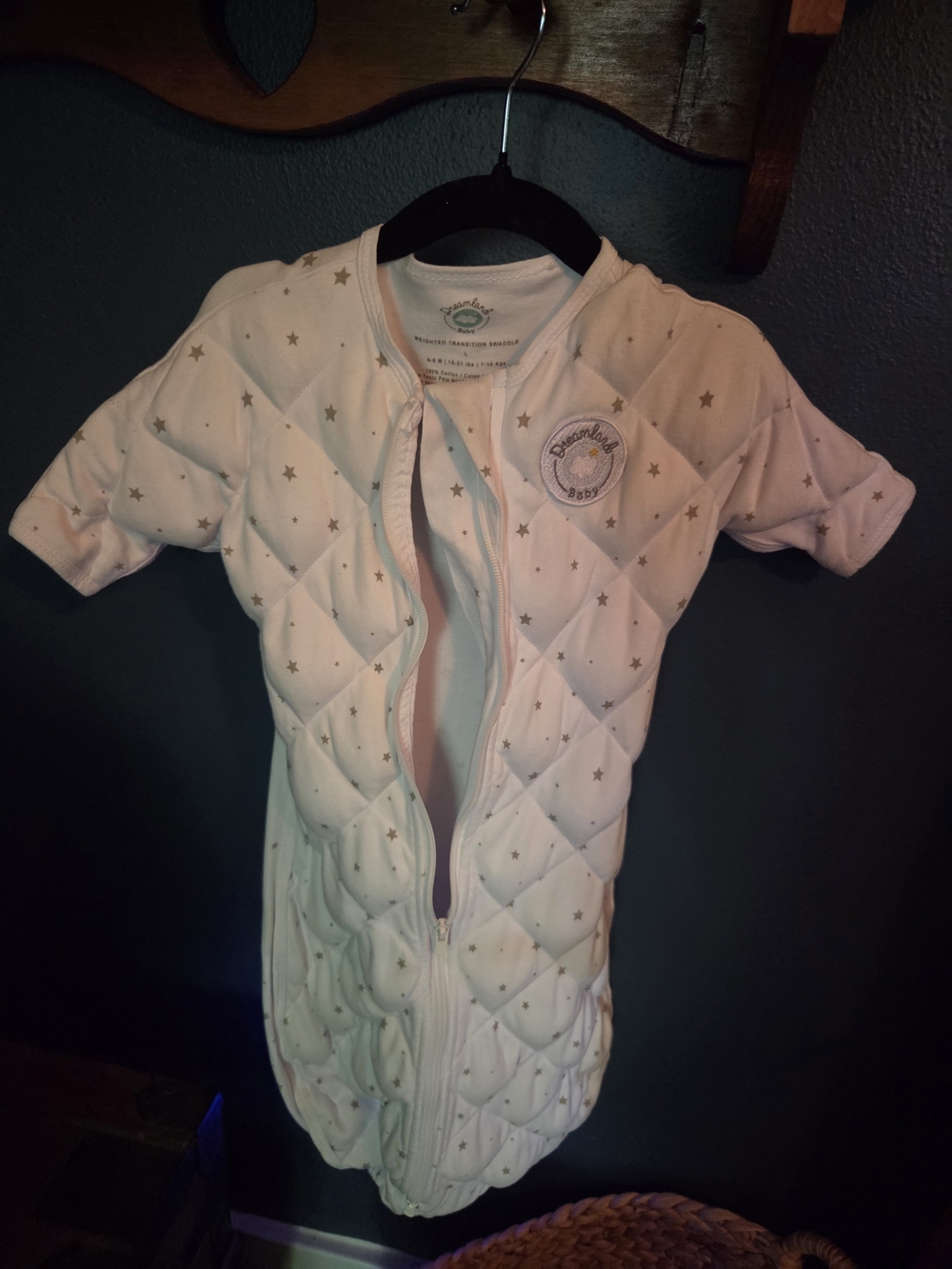 Sleep Sack - Quilted White with Star Print